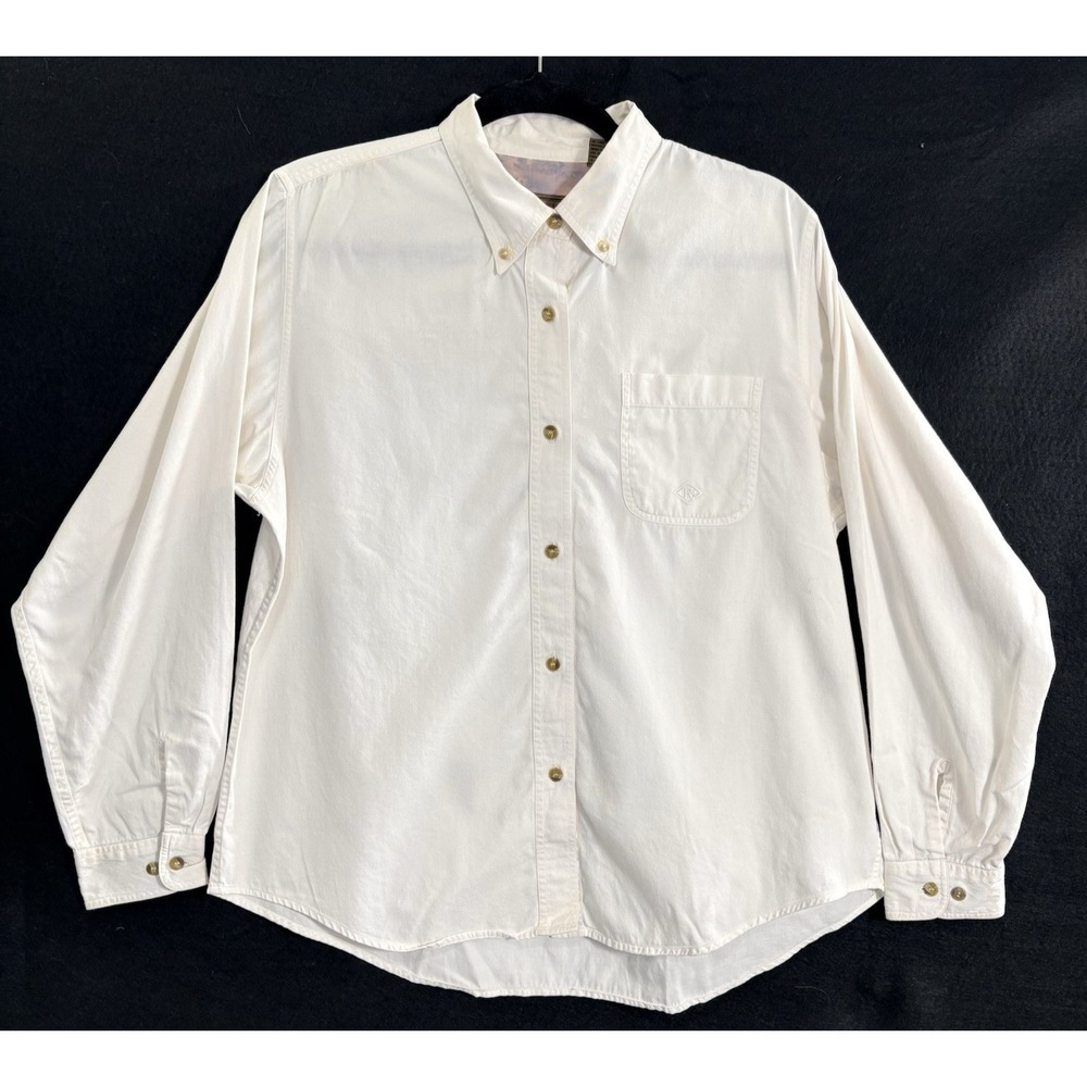 ROPER Women Western Denim Button Front‎ Long Sleeve Shirt Sz L White Rodeo 91-7